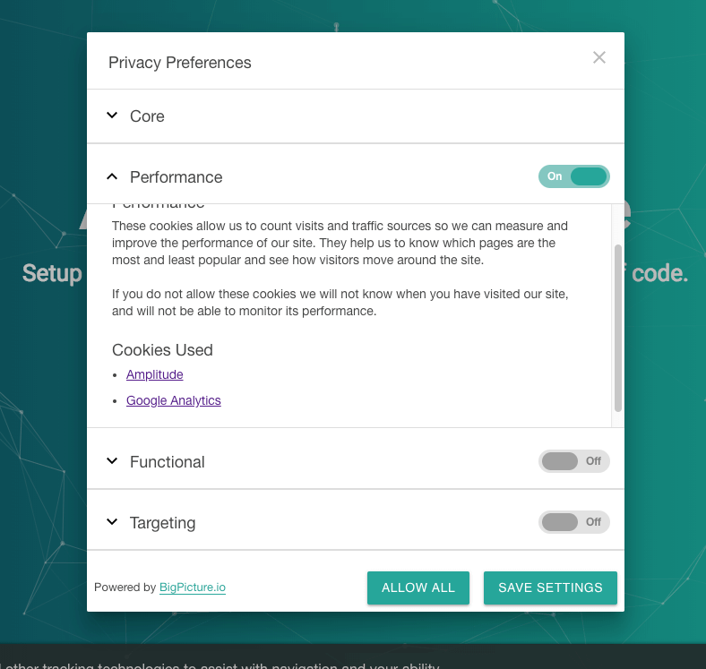 Privacy Controls Save Settings